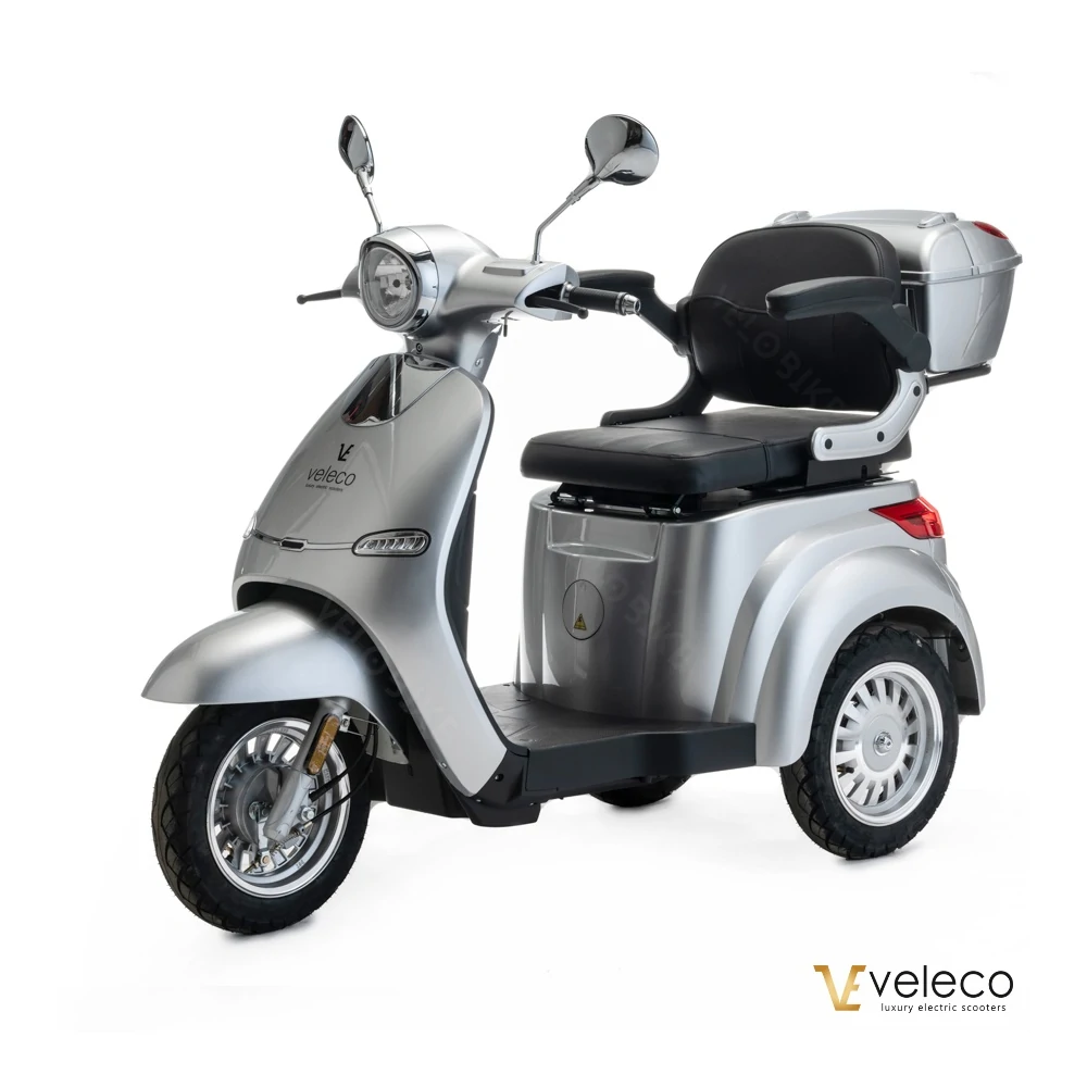 White VELECO 3 Wheeled Electric Mobility Scooter 1000W Cristal 