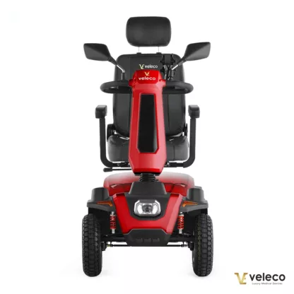 Veleco SHARPY red mobility scooter with swivel high-back captain seat front