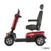 Veleco SHARPY red mobility scooter with swivel high-back captain left side