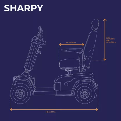 Veleco SHARPY mobility scooter left side technical diagram