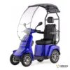 Veleco GRAVIS blue mobility scooter with canopy and captain seat