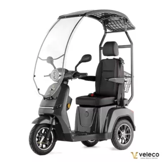 Veleco TURRIS gray mobility scooter with canopy and captain seat