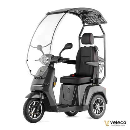 Veleco TURRIS gray mobility scooter with canopy and captain seat